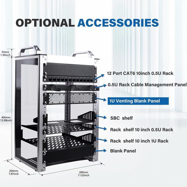 Alt view image 5 of 6 - 52Pi 1U Venting Blank Panel, 10 inch Rack Accessories for DeskPi Rackmate T0/T1/T2 Server Cabinets