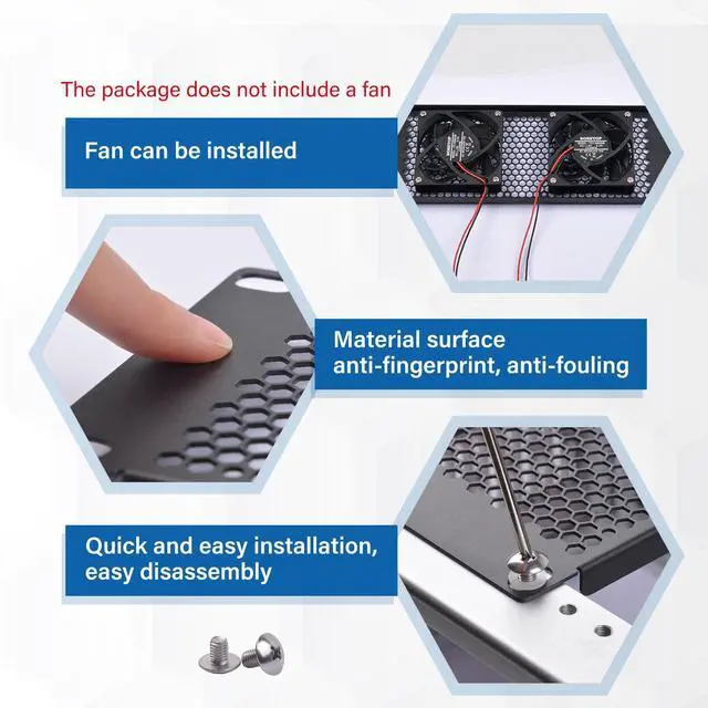 Alt view image 4 of 7 - 52Pi 2U Rack Venting Blank Panel, 10 inch Rack Accessories for DeskPi Rackmate T0/T1/T2 Server Cabinets