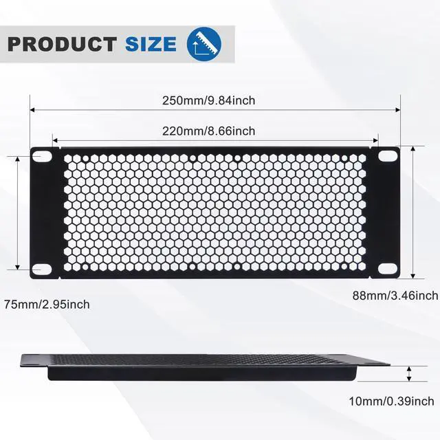 Alt view image 3 of 7 - 52Pi 2U Rack Venting Blank Panel, 10 inch Rack Accessories for DeskPi Rackmate T0/T1/T2 Server Cabinets