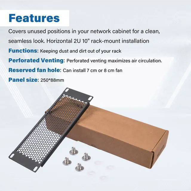 Alt view image 5 of 7 - 52Pi 2U Rack Venting Blank Panel, 10 inch Rack Accessories for DeskPi Rackmate T0/T1/T2 Server Cabinets