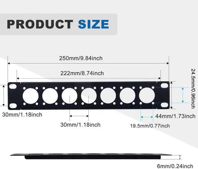 Alt view image 3 of 7 - 52Pi 1U D-type Patch Panel Rack Mount, 10 inch 7D Rackmate XLR HDMI AV RJ45 for DeskPi Rackmate T0/T1/T2 Server Cabinets
