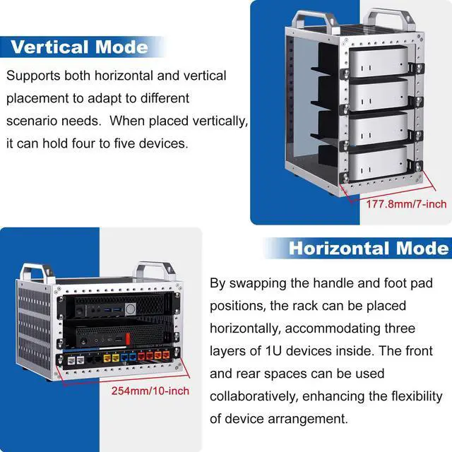 Alt view image 4 of 7 - 52Pi TT Rackmount, DeskPi Mini Server Cabinet for Network, Servers, Audio, and Video Equipment