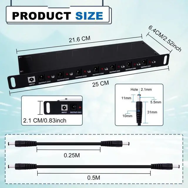 Alt view image 3 of 7 - 52Pi DC PDU Lite 7-CH 0.5U Rack-Mount Power Distribution Unit for DeskPi Rackmate T0/T1/T2 10 Inch Server Cabinets