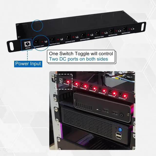 Alt view image 4 of 7 - 52Pi DC PDU Lite 7-CH 0.5U Rack-Mount Power Distribution Unit for DeskPi Rackmate T0/T1/T2 10 Inch Server Cabinets