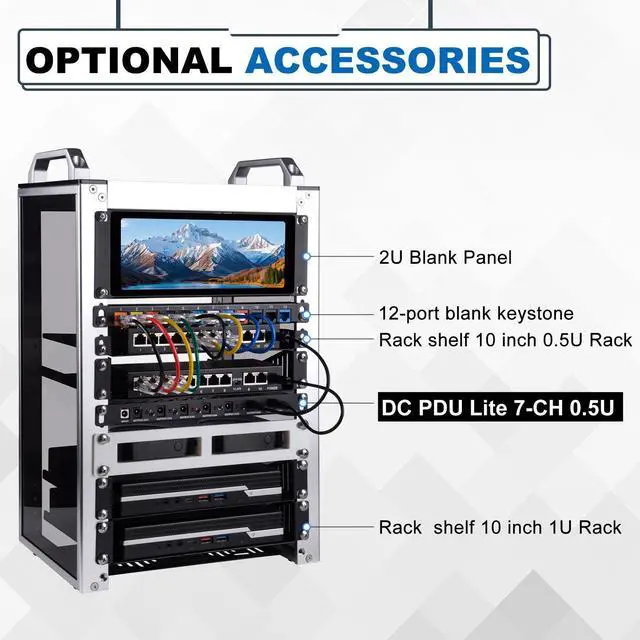 Alt view image 6 of 7 - 52Pi DC PDU Lite 7-CH 0.5U Rack-Mount Power Distribution Unit for DeskPi Rackmate T0/T1/T2 10 Inch Server Cabinets