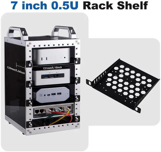 Alt view image 3 of 6 - 52Pi 7 inch 0.5U Rack Shelf, 7 inch RackMate Accessories Only for DeskPi Rackmate TT Server Cabinets