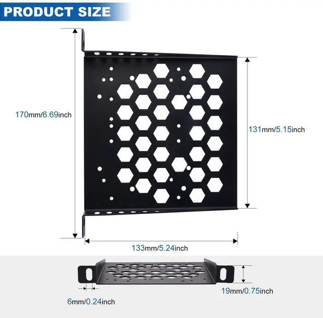 Alt view image 2 of 6 - 52Pi 7 inch 0.5U Rack Shelf, 7 inch RackMate Accessories Only for DeskPi Rackmate TT Server Cabinets