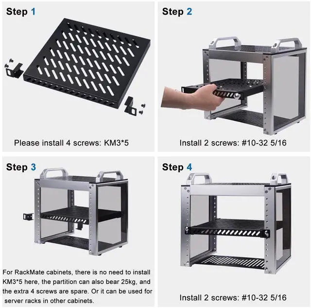 Alt view image 6 of 7 - 52Pi 0.5U High Duty Rack Shelf, 10 inch Rack Accessories for DeskPi RackMate T0/T1 Server Cabinets