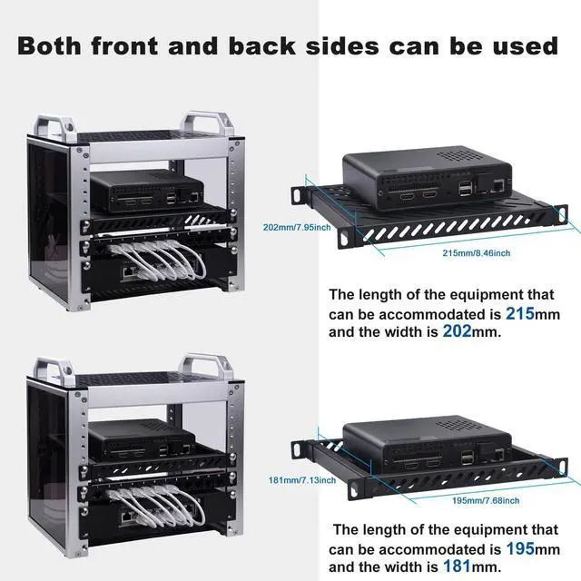 Alt view image 5 of 7 - 52Pi 0.5U High Duty Rack Shelf, 10 inch Rack Accessories for DeskPi RackMate T0/T1 Server Cabinets