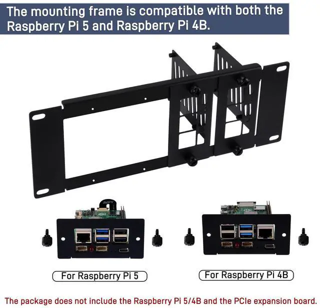 Alt view image 4 of 6 - 52Pi 2U Rack Mount for Raspberry Pi5/4B/3B+/3B, 10 inch Rack for DeskPi RackMate T0/T1/T2 Server Cabinets