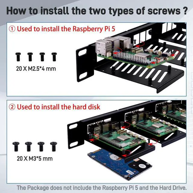 Alt view image 4 of 7 - 52Pi 19 Inch 1U Rack Mount for Raspberry Pi 5/4B/3B+/3B, Removable Rack with 5 Mounting Ports, Compatible with 19 inch Server Cabinets