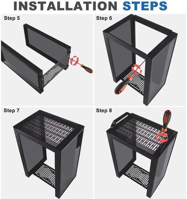 Alt view image 6 of 7 - 52Pi 8U Server Cabinet, DeskPi Black 10 Inch T1 Rackmount for Network, Servers, Audio, and Video Equipment