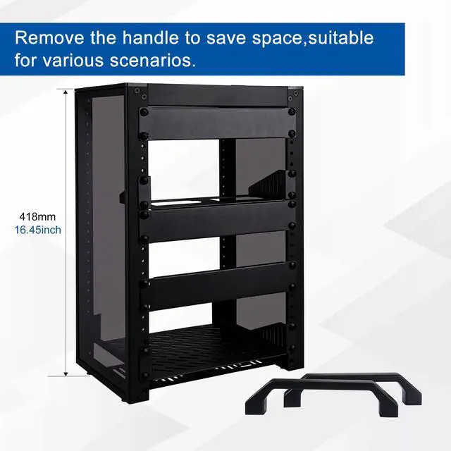 Alt view image 3 of 7 - 52Pi 8U Server Cabinet, DeskPi Black 10 Inch T1 Rackmount for Network, Servers, Audio, and Video Equipment