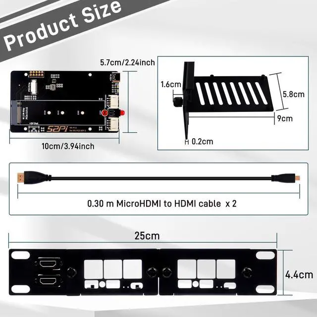 Alt view image 2 of 7 - 52Pi 10 Inch 1U Rack Mount for Raspberry Pi 5, with 2PCS PCIe to M.2 NVMe SSD Adapters for DeskPi Rackmount T0/T1/T2 Server Cabinets