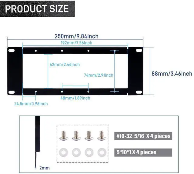 Alt view image 2 of 6 - 52Pi 2U Rack Mount For DIY Project, 10 inch Rack Accessories for DeskPi RackMate T0/T1/T2 Server Cabinets