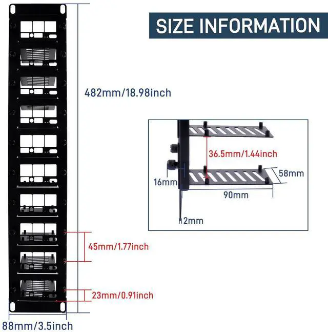 Alt view image 4 of 5 - 52Pi 19 Inch 2U Rack Mount for Raspberry Pi 5/4B/3B+/3B, Removable Front Panel with 10 Mounting Ports, Compatible with 19" Server Cabinets