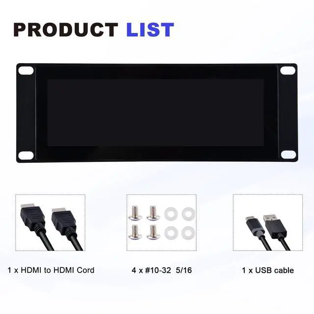 Alt view image 7 of 7 - 52Pi 7.84-inch Touch Screen 1280X400 LCD Display 2U Rack Mount Monitor for DeskPi RackMate T0/T1/T2 Server Cabinet