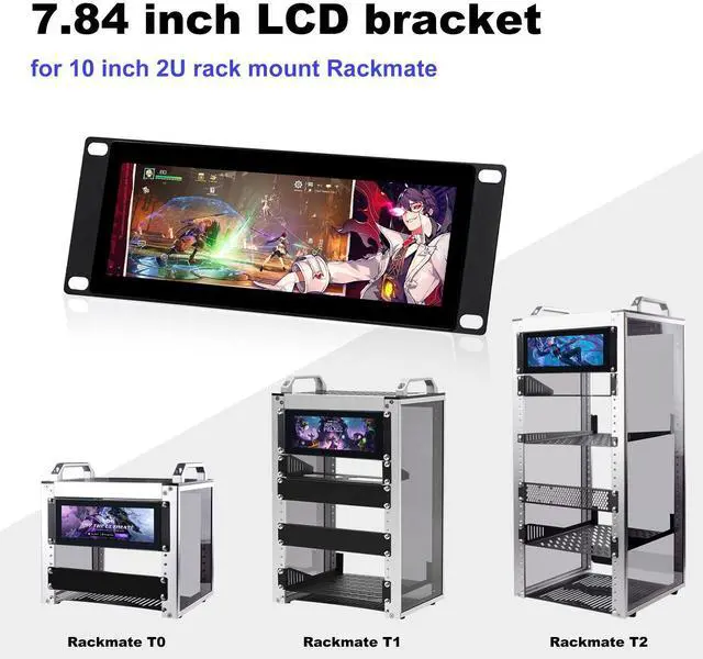 Alt view image 6 of 7 - 52Pi 7.84-inch Touch Screen 1280X400 LCD Display 2U Rack Mount Monitor for DeskPi RackMate T0/T1/T2 Server Cabinet