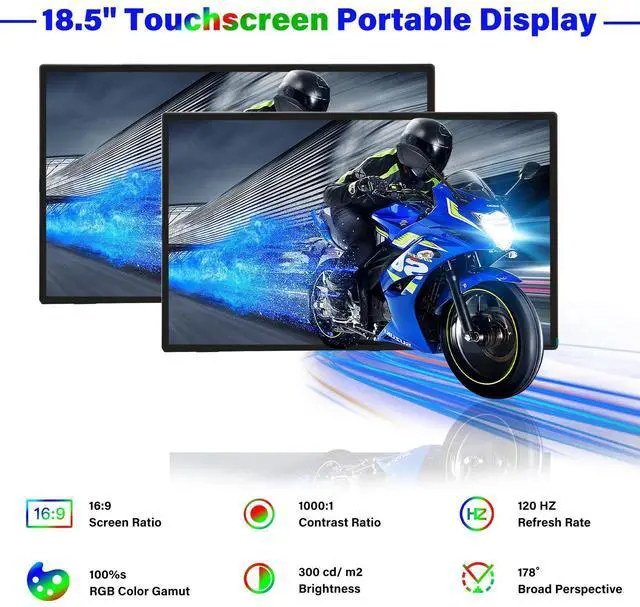 Alt view image 2 of 7 - 52Pi 18.5 Inch Capacitive Touch Screen 1920x1080 HDR Gaming Monitor 100-120Hz IPS Display, Supports Installation of Raspberry Pi 5/4B/3B/3B+