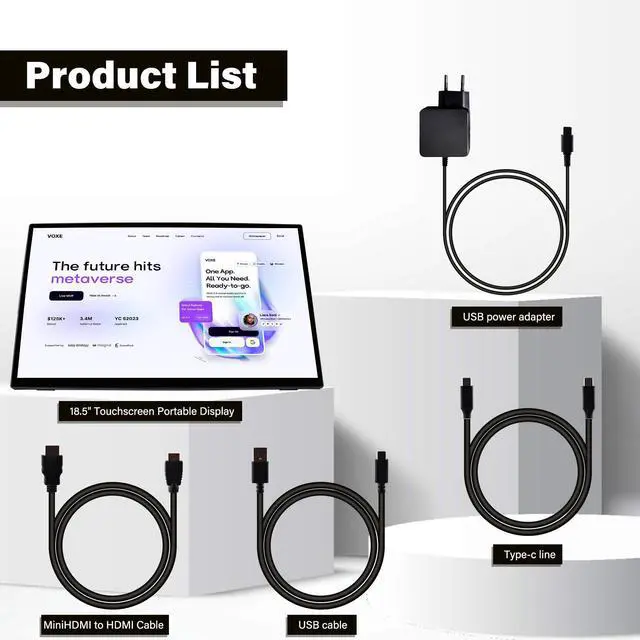 Alt view image 7 of 7 - 52Pi 18.5 Inch Capacitive Touch Screen 1920x1080 HDR Gaming Monitor 100-120Hz IPS Display, Supports Installation of Raspberry Pi 5/4B/3B/3B+
