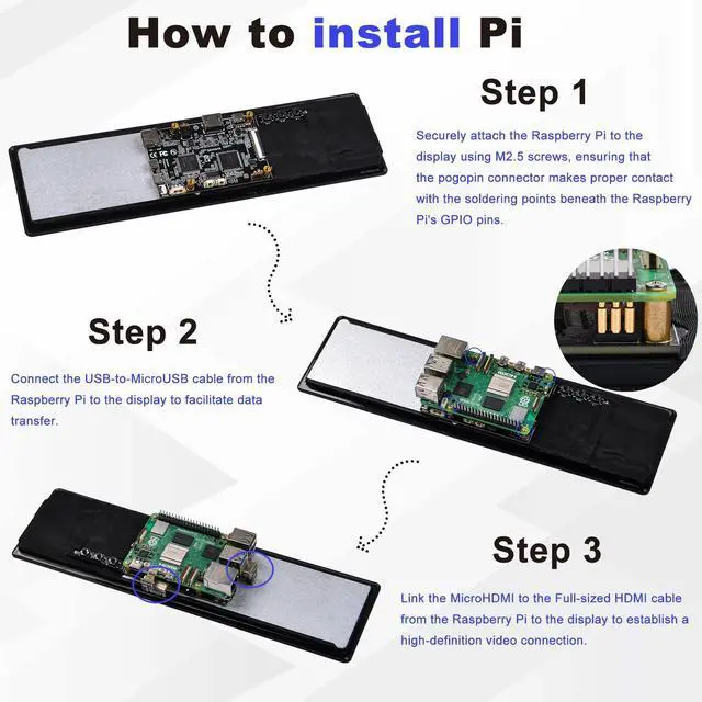 Alt view image 6 of 7 - 52Pi 11.26" Portable Monitor, HDR Gaming Monitor for Raspberry Pi 5, 1920X440 Capacitive Touch Screen for Raspberry Pi 4B/3B+/3B, with Mounting Holes to Install Pi Board