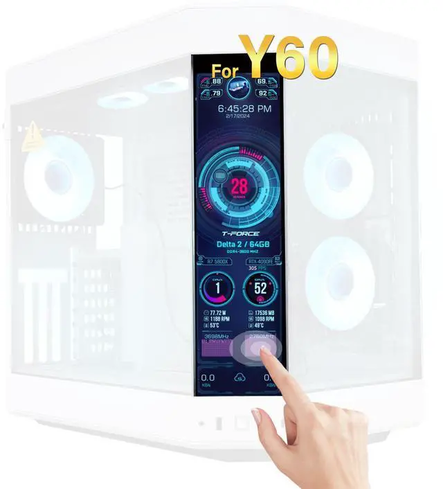 Main image of 52Pi 12.6 Inch Bar LCD Screen, Touch Screen Monitor FHD 1920x515 Display, Built-in Dual Speakers for Hyte Y60 Computer Gaming PC Case CPU Secondary Monitor