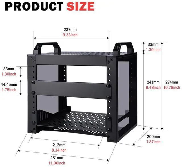 Alt view image 2 of 7 - 52Pi T0-Black Rackmount, DeskPi 10 Inch 4U Server Cabinet for Network, Servers, Audio, and Video Equipment