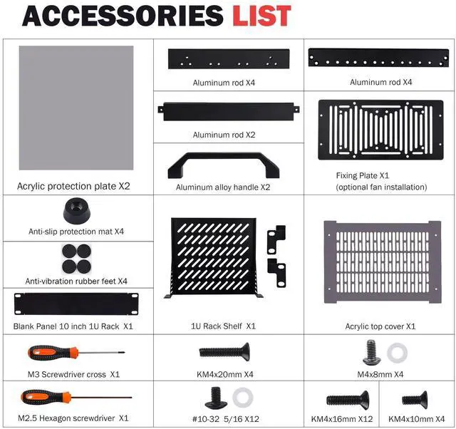 Alt view image 6 of 7 - 52Pi T0-Black Rackmount, DeskPi 10 Inch 4U Server Cabinet for Network, Servers, Audio, and Video Equipment