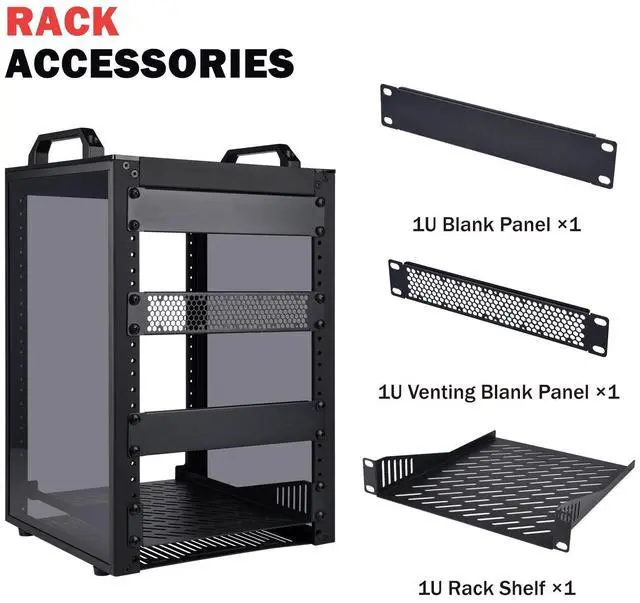 Alt view image 4 of 7 - 52Pi T1-Plus RackMount, 8U Server Rack DeskPi 10" Server Cabinet for Network, Servers, A/V Equipment, 10.23inch/260mm Depth (Black)