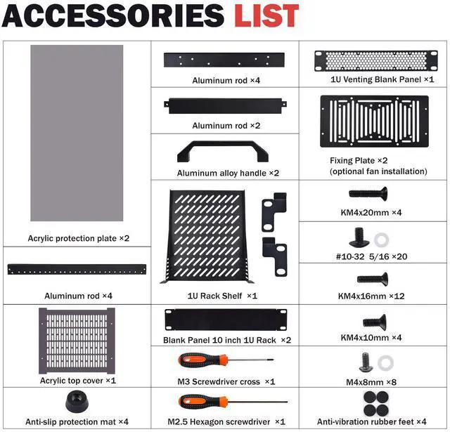 Alt view image 7 of 7 - 52Pi T1-Plus RackMount, 8U Server Rack DeskPi 10" Server Cabinet for Network, Servers, A/V Equipment, 10.23inch/260mm Depth (Black)
