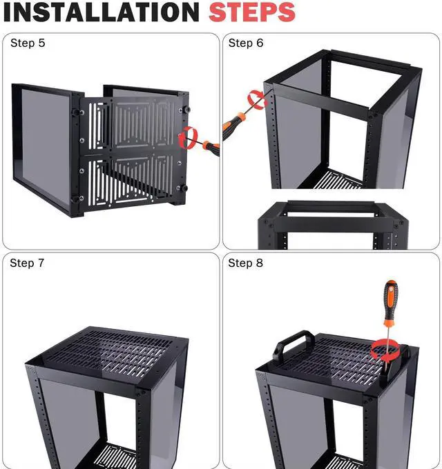 Alt view image 6 of 7 - 52Pi T1-Plus RackMount, 8U Server Rack DeskPi 10" Server Cabinet for Network, Servers, A/V Equipment, 10.23inch/260mm Depth (Black)