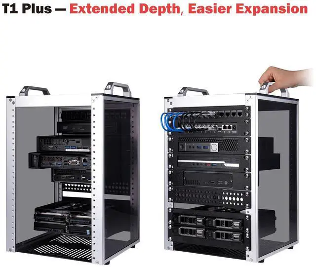 Alt view image 3 of 7 - 52Pi T1-Plus RackMount, 8U Server Rack DeskPi 10" Server Cabinet for Network, Servers, Audio, and Video Equipment, 10.23inch/260mm Depth (Silver)