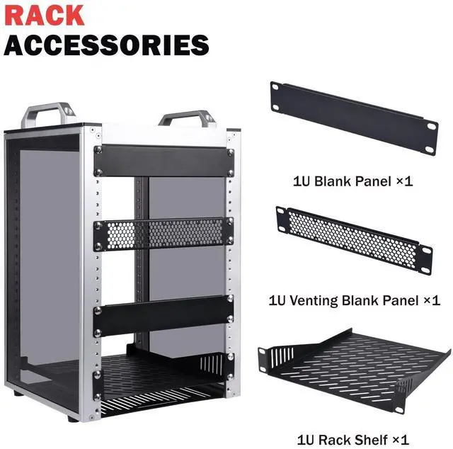 Alt view image 4 of 7 - 52Pi T1-Plus RackMount, 8U Server Rack DeskPi 10" Server Cabinet for Network, Servers, Audio, and Video Equipment, 10.23inch/260mm Depth (Silver)
