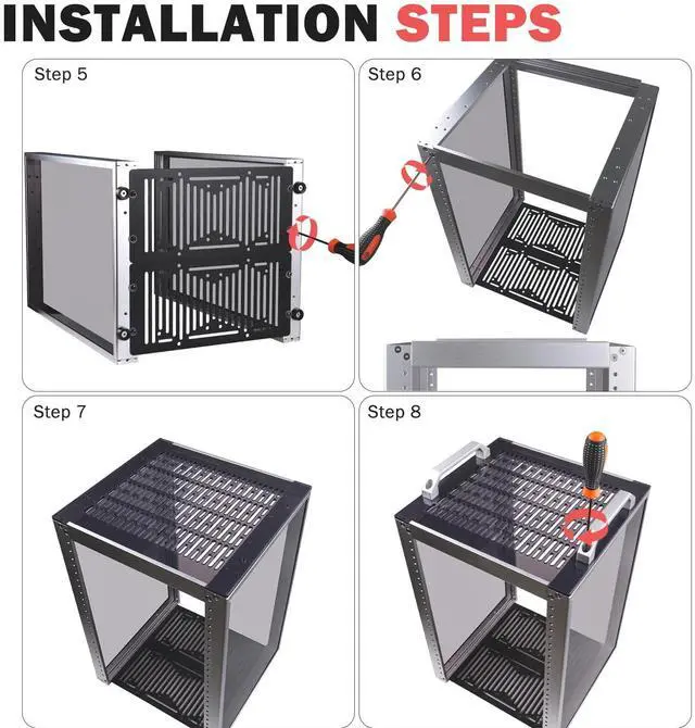 Alt view image 6 of 7 - 52Pi T1-Plus RackMount, 8U Server Rack DeskPi 10" Server Cabinet for Network, Servers, Audio, and Video Equipment, 10.23inch/260mm Depth (Silver)