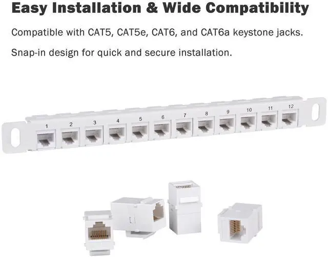 Alt view image 5 of 7 - 52Pi 12 Port Cable Management Rack, 10 inch 0.5U Blank Keystone Patch Panel for DeskPi RackMate T0/T1/T2/T0 Plus/T1 Plus Service Cabinets (White)