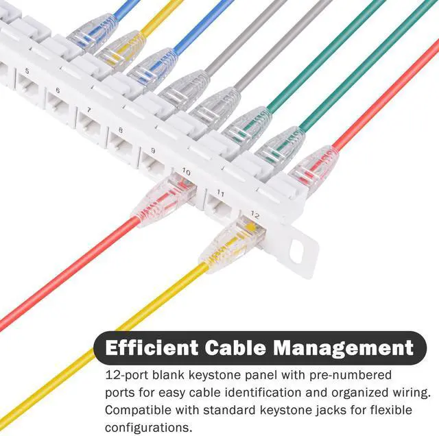 Alt view image 6 of 7 - 52Pi 12 Port Cable Management Rack, 10 inch 0.5U Blank Keystone Patch Panel for DeskPi RackMate T0/T1/T2/T0 Plus/T1 Plus Service Cabinets (White)