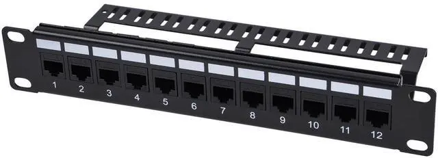 Main image of 52Pi 12 Port CAT6 Keystone Patch Panel, 10inch 1U Network Patch Panel with Cable Management for DeskPi RackMate Service Cabinets