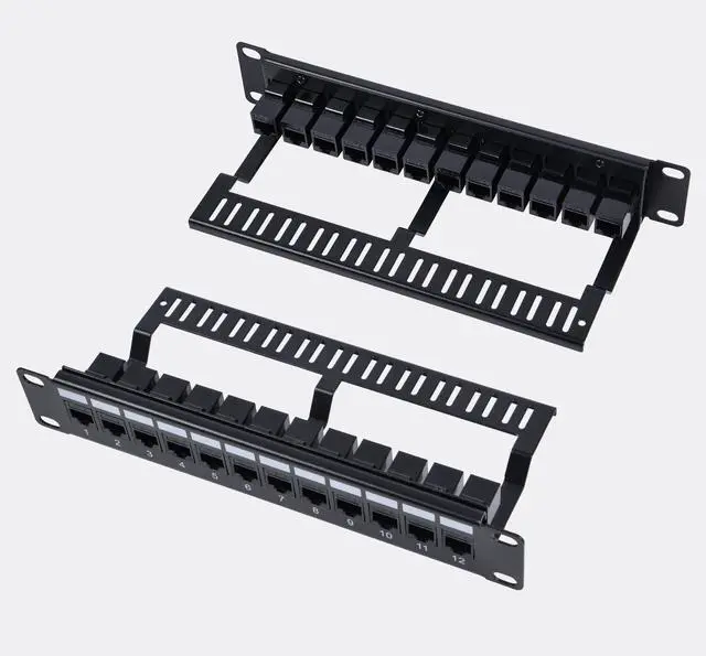 Alt view image 3 of 7 - 52Pi 12 Port CAT6 Keystone Patch Panel, 10inch 1U Network Patch Panel with Cable Management for DeskPi RackMate Service Cabinets