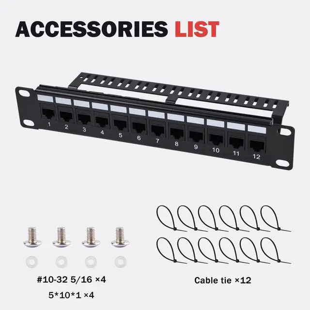Alt view image 7 of 7 - 52Pi 12 Port CAT6 Keystone Patch Panel, 10inch 1U Network Patch Panel with Cable Management for DeskPi RackMate Service Cabinets