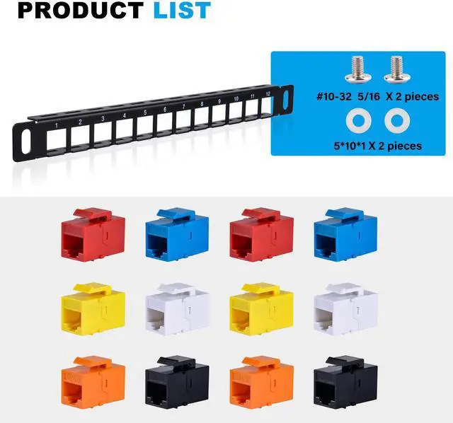 Alt view image 2 of 5 - 52Pi Blank Keystone Patch Panel with Jacks, 10inch 12 Port Cable Management Rack for DeskPi Rackmate T0/T1/T2 Server Cabinets