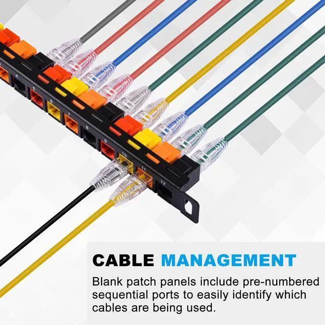 Alt view image 5 of 5 - 52Pi Blank Keystone Patch Panel with Jacks, 10inch 12 Port Cable Management Rack for DeskPi Rackmate T0/T1/T2 Server Cabinets