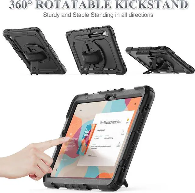 Alt view image 4 of 7 - WERLEO Case for Samsung Galaxy Tab S10 FE / S9 / S9 FE 5G Tablet Case Protective with Screen Protector, Pencil Holder, 360 Rotate Stand, Hand Strap, Shoulder Strap, Stylus Pen Rose Red