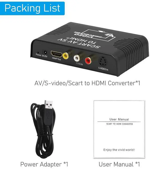 Alt view image 6 of 7 - WERLEO S-Video to HDMI Converter, RCA AV CVBS Composite R/L Audio Scart to HDMI Converter Adapter Support 720P/1080P for DVD Blu-ray Player PS2 PS3 NES SNES Nintendo 64 HDTV