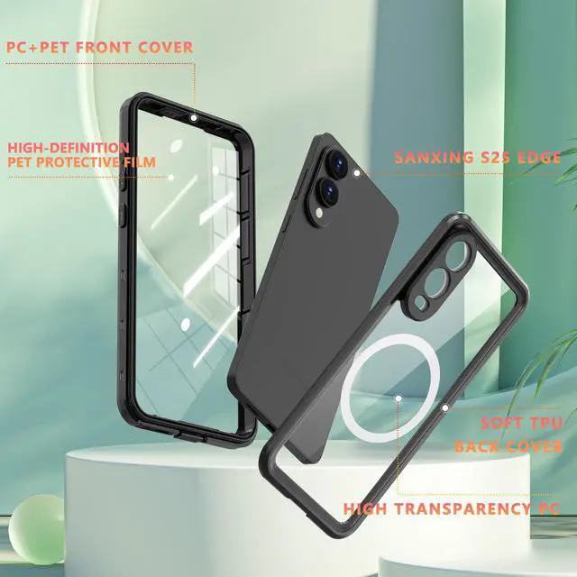 Alt view image 5 of 7 - WERLEO Magnetic Waterproof  Case for Samsung Galaxy S25 Edge 6.7 inch 2025, Built-in Screen Protector, [12 FT Military Drop Proof] [Full Body Shockproof] [IP68 Underwater] Phone Cover Black