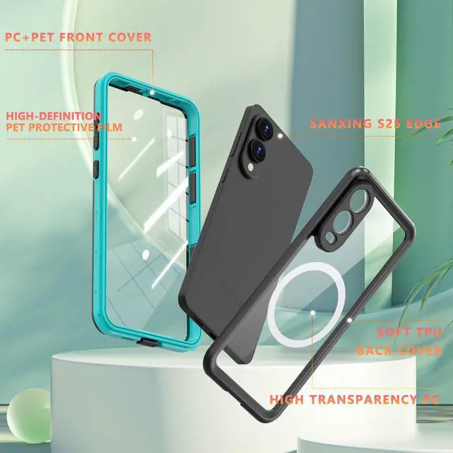 Alt view image 6 of 7 - WERLEO Magnetic Waterproof  Case for Samsung Galaxy S25 Edge 6.7 inch 2025, Built-in Screen Protector, [12 FT Military Drop Proof] [Full Body Shockproof] [IP68 Underwater] Phone Cover Black Blue