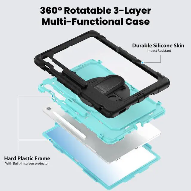 Alt view image 6 of 7 - WERLEO Case for Samsung Galaxy Tab Galaxy Tab S10 FE Plus 13.1 inch 2025 SM-X620/X626B/X626, Shockproof Protective Case with Screen Protector, Stand, Hand/Shoulder Strap Pen Holder,Stylus Pen