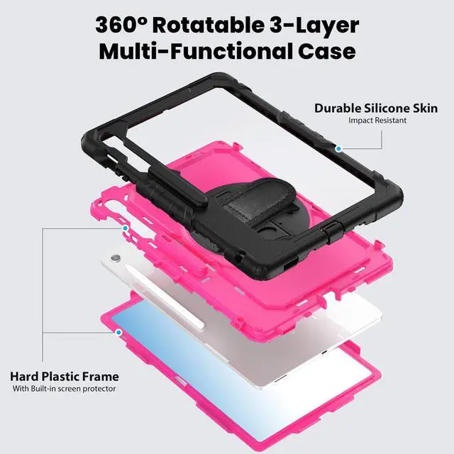 Alt view image 6 of 7 - WERLEO Case for Samsung Galaxy Tab Galaxy Tab S10 FE Plus 13.1 inch 2025 SM-X620/X626B/X626, Shockproof Protective Case with Screen Protector, Stand, Hand/Shoulder Strap Pen Holder,Stylus Pen