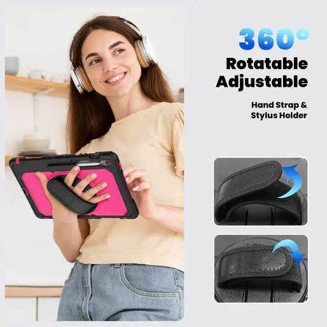 Alt view image 4 of 7 - WERLEO Case for Samsung Galaxy Tab Galaxy Tab S10 FE Plus 13.1 inch 2025 SM-X620/X626B/X626, Shockproof Protective Case with Screen Protector, Stand, Hand/Shoulder Strap Pen Holder,Stylus Pen