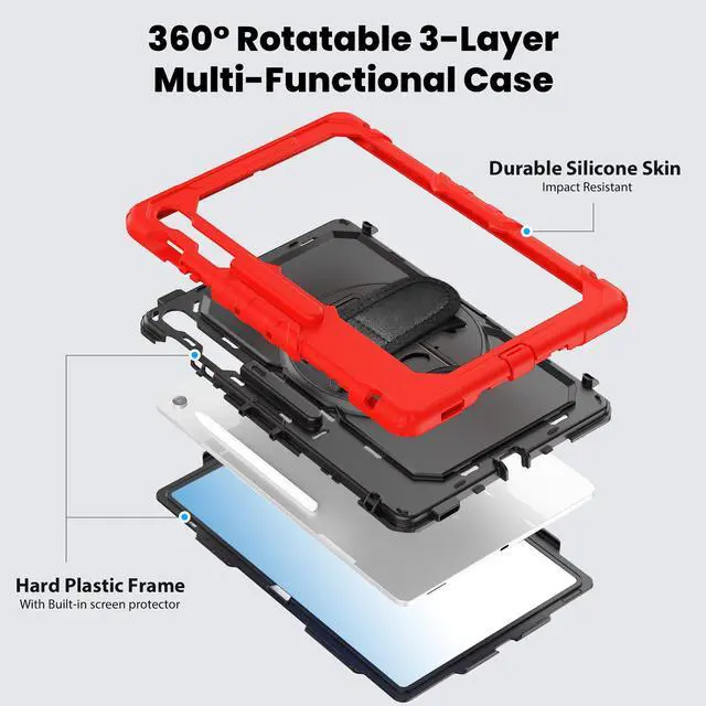 Alt view image 6 of 7 - WERLEO Case for Samsung Galaxy Tab Galaxy Tab S10 FE Plus 13.1 inch 2025 SM-X620/X626B/X626, Shockproof Protective Case with Screen Protector, Stand, Hand/Shoulder Strap Pen Holder,Stylus Pen
