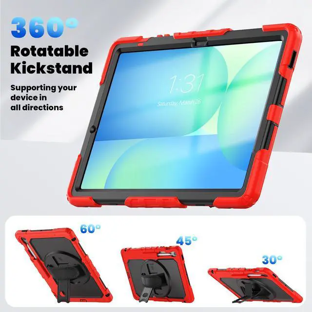 Alt view image 3 of 7 - WERLEO Case for Samsung Galaxy Tab Galaxy Tab S10 FE Plus 13.1 inch 2025 SM-X620/X626B/X626, Shockproof Protective Case with Screen Protector, Stand, Hand/Shoulder Strap Pen Holder,Stylus Pen